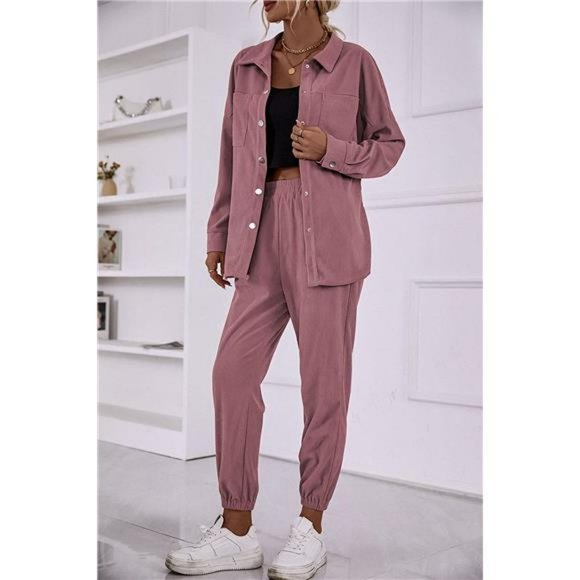 Women's 2 Piece Outfits Casual Corduroy With Pockets - Picture 4 of 6